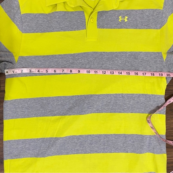 Under Armour HeatGear Mens L Loose Fit Yellow Gray Polo Shirt - Picture 6 of 8